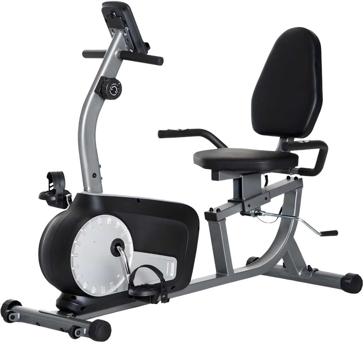 Ligfiets Ergometer – Magnetische Hometrainer Fiets met LCD Display – 8 Weerstandsniveaus – Recumbent Exercise Bike voor Thuisgebruik – Zwart/Grijs