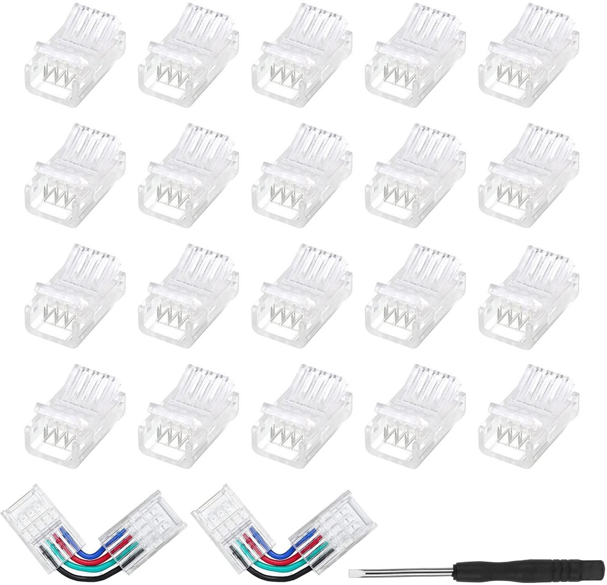 Dailygoods - Dailygoody - LEDstrip connector - 4-polige connectoren - Eenvoudig te gebruiken - Transparant - Voor RGB 5050 3528 ledstrips - Geschikt voor verl