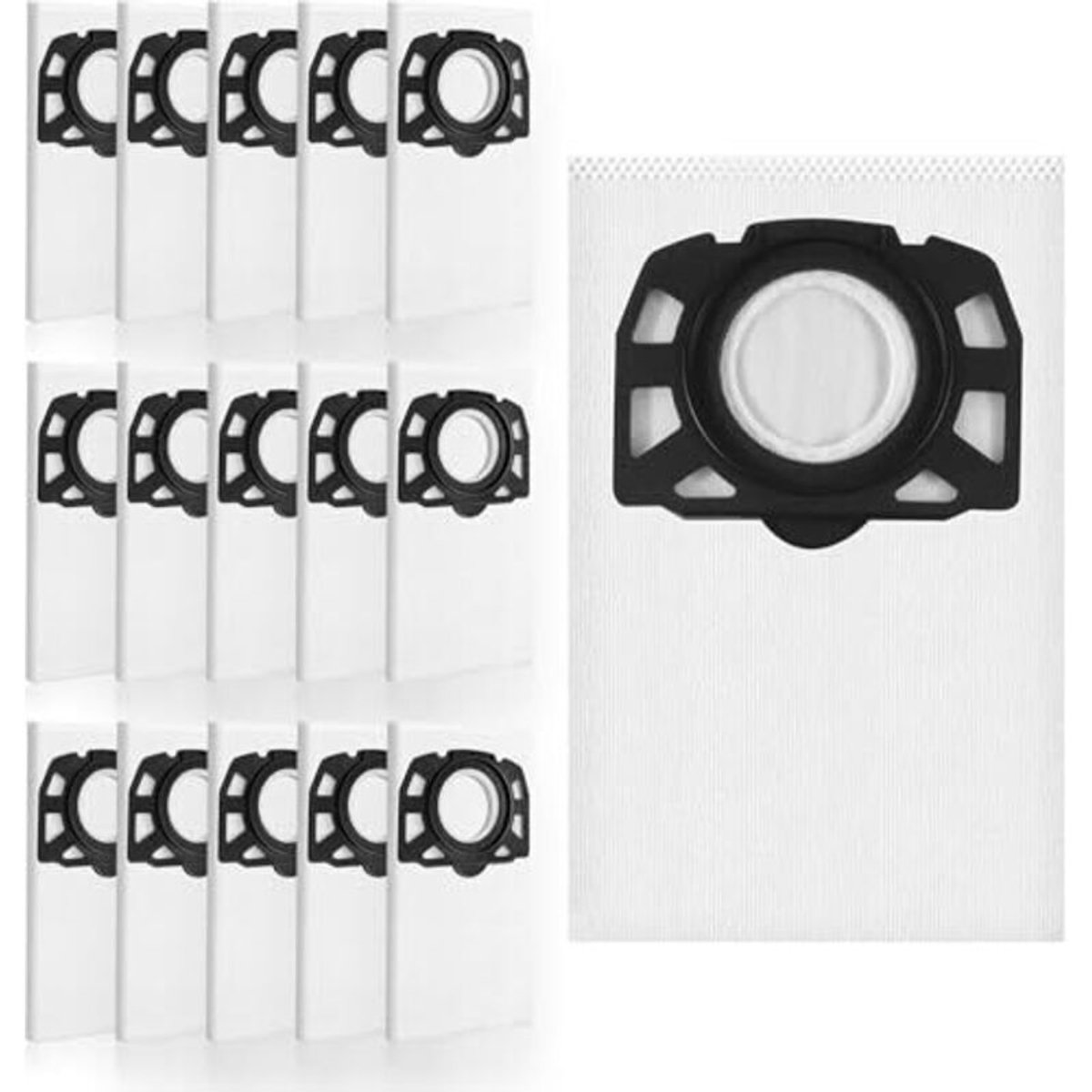 Geschikt voor 16-pack stofzuigerzakken voor Kercher WD4 WD5 WD6p WD5p WD6p KFI 487 Premium 2.863-006.0 KFI 487 MV4 MV5 MV6, non-woven stof, stofzuigerfilterzakken.