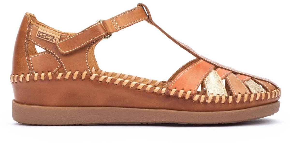 Pikolinos Bruine leren sandalen Cadaques