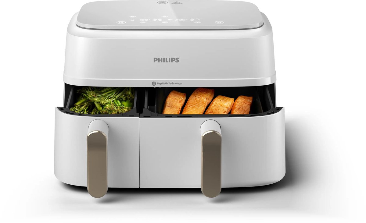 Philips 3000 series NA353/10 - Dual Basket Airfryer - 9L - 2750W - Zilver/Wit — afbeelding 3