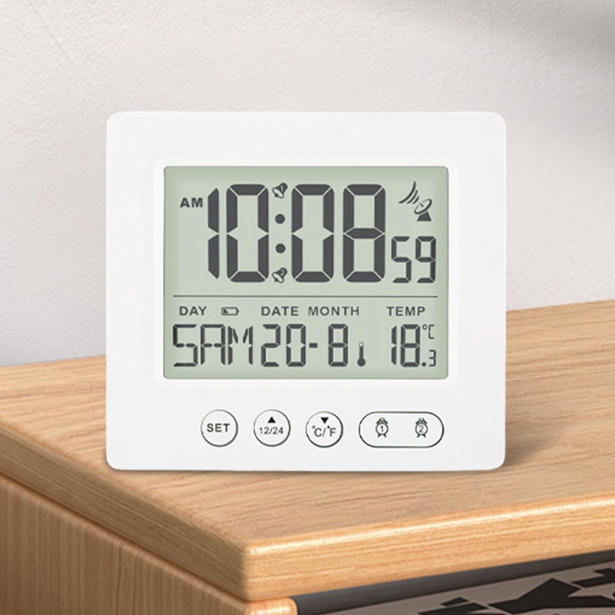 Dailygoods - Dailygoody - Digitale radiowekker - Wekker met thermometer - Lichtend display - Wit - Radio-klok met sluimerfunctie - Geschikt voor thuis - Model