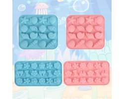 Dailygoods - Dailygoody - Stampi voor Fondente - Maritiem Thema - Silicone - Blauw en Roze - Creatief Bakken - Geschikt voor Chocolade en Caramels