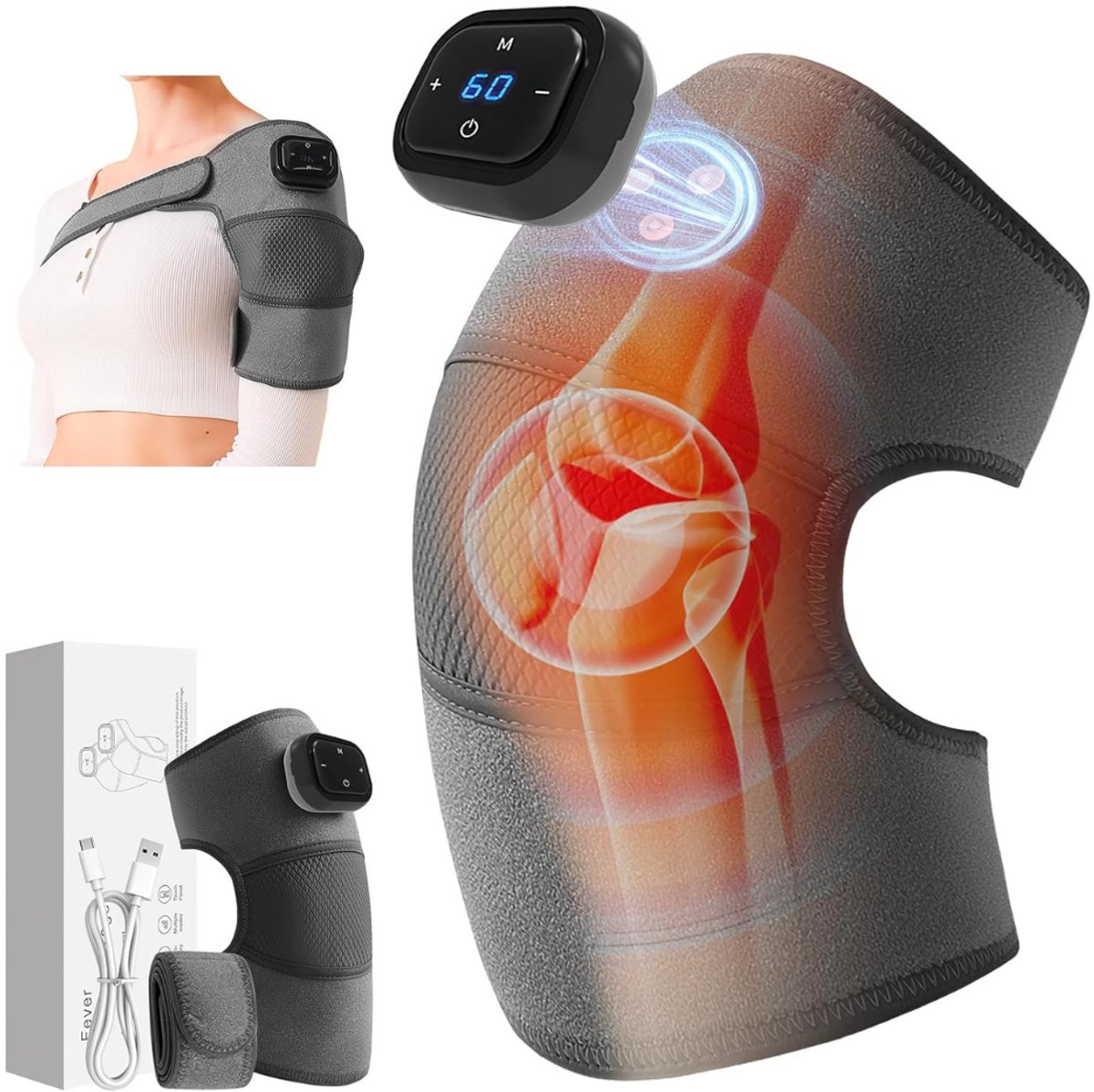 TIM® Knie Massage Apparaat - Rood Lichttherapie Met Warmte En Trillingen - Infrarood Massageapparaat - Kniebrace Massager voor Pijnbestrijding & tegen Gewrichtspijn – Draadloos – Voor Pijn / Stijfheid en Blessure - Zwart - 31cm x 13cm x 7cm
