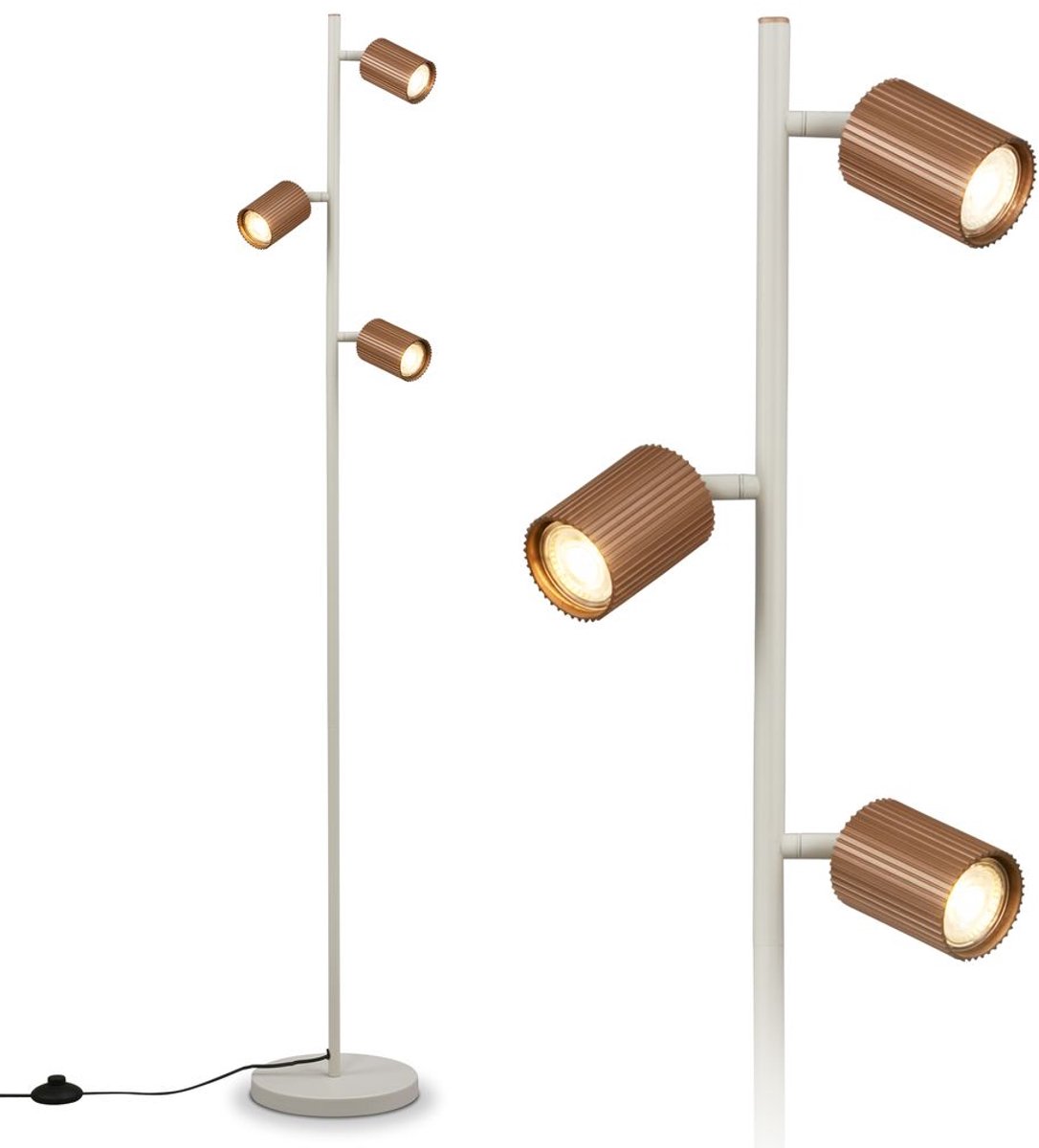 BRILONER Ida - Vloerlamp - woonkamer lamp - bureaulamp - staande lamp met GU10 fitting - h.: 141cm - koffie thumbnail 2