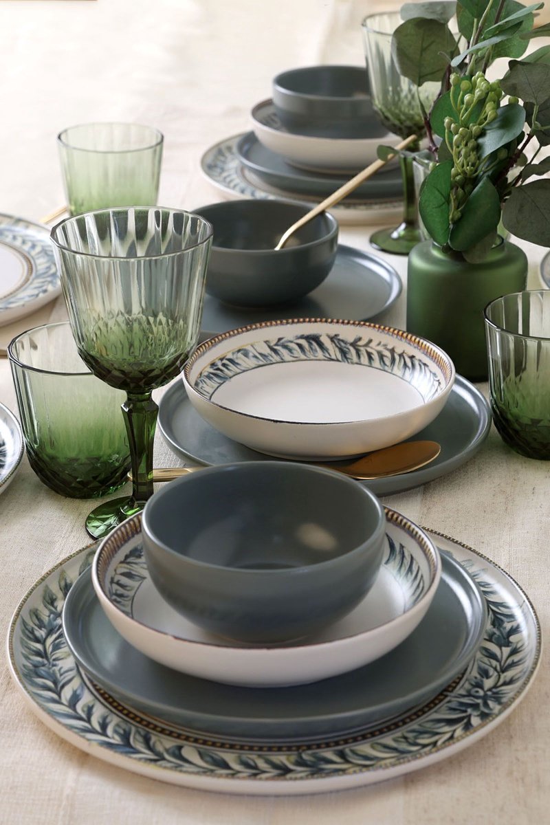 Keramika Serviesset - Keraart Green Frame - 24 delig - 6 persoons - Stoneware