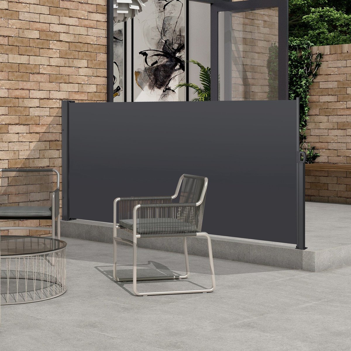 Zonnescherm - 200x300 cm - Zonneluifel - Terrasoverkapping - Waterdichte PU-coating - verticale luifel, balkon, terras, tuin - Donkergrijs