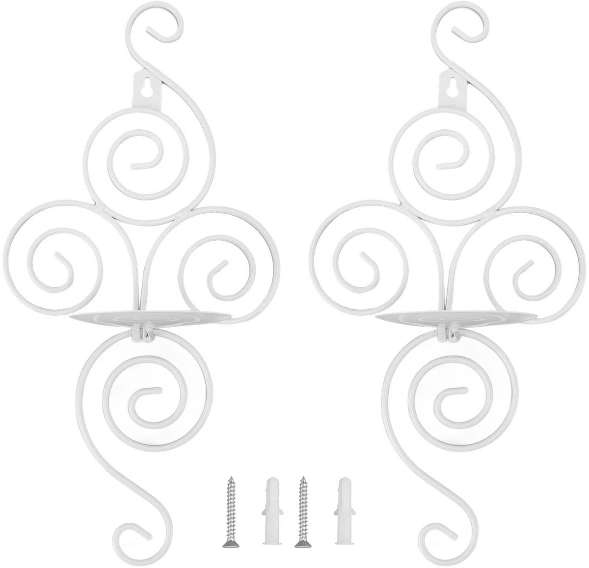 Dailygoods - Dailygoody - Wandkaarsenhouder - Opvouwbare Kandelaar - Elegant en Veilig - Wit - Smeedijzeren Decoratie - Geschikt voor Bruiloften en Diners - Wandmo