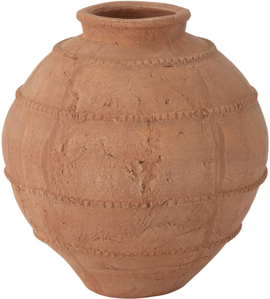 J-Line vaas Kaia Rond Terracotta - keramiek - bruin - Ø 26.5 cm