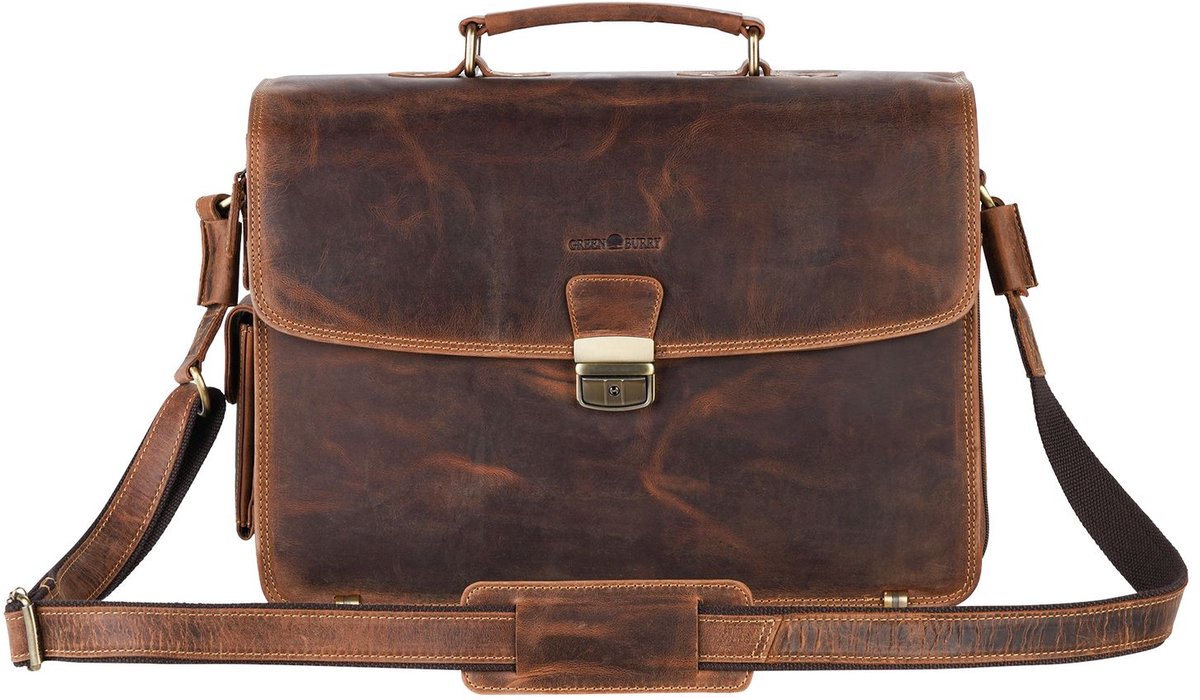 GREENBURRY laptoptas business tas met laptopvak Vintage Business Bag Brown bruine