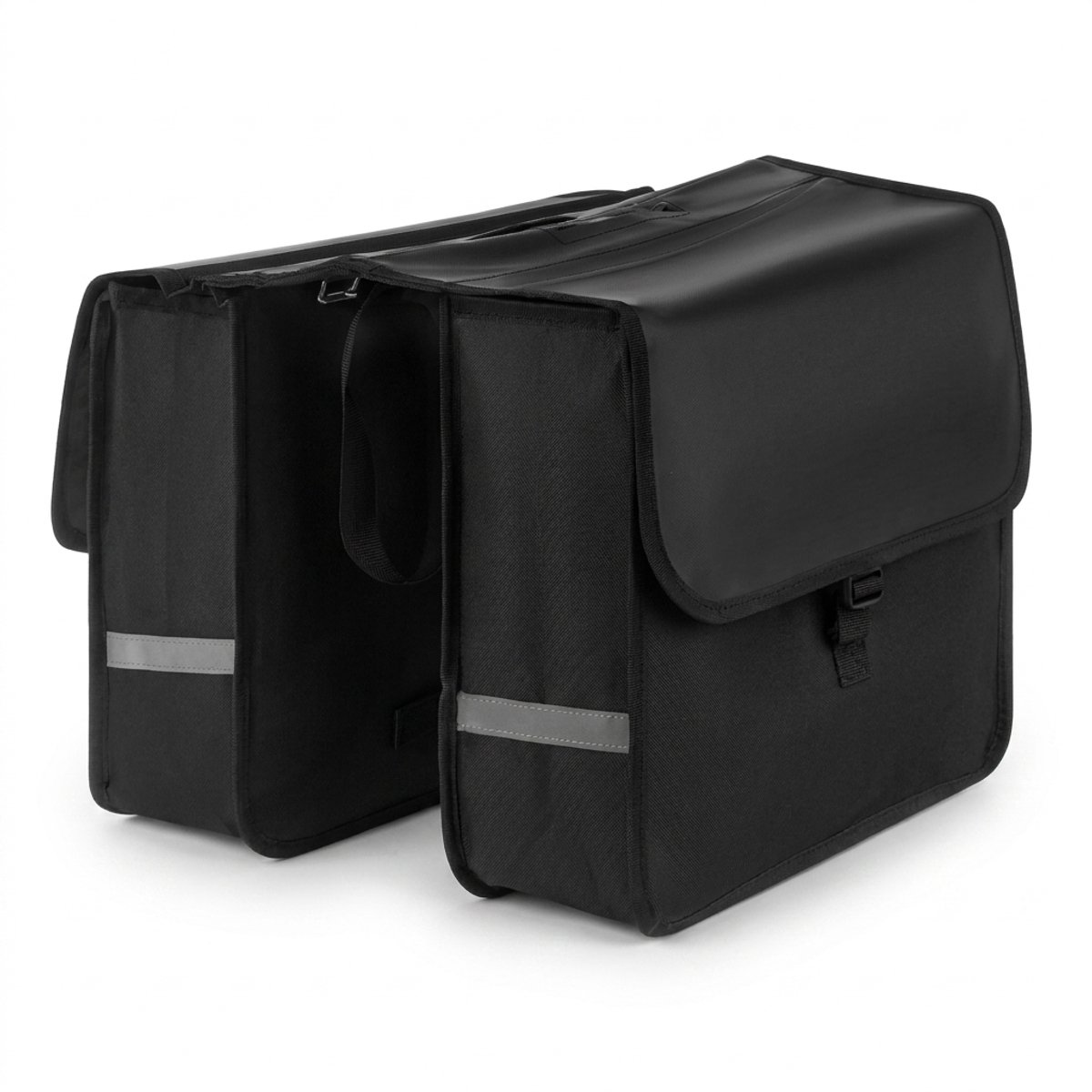 Dubbele Fietstas - Fietstassen voor Bagagedrager - 28 Liter - Waterdicht - Reflecterende Details - Zwart