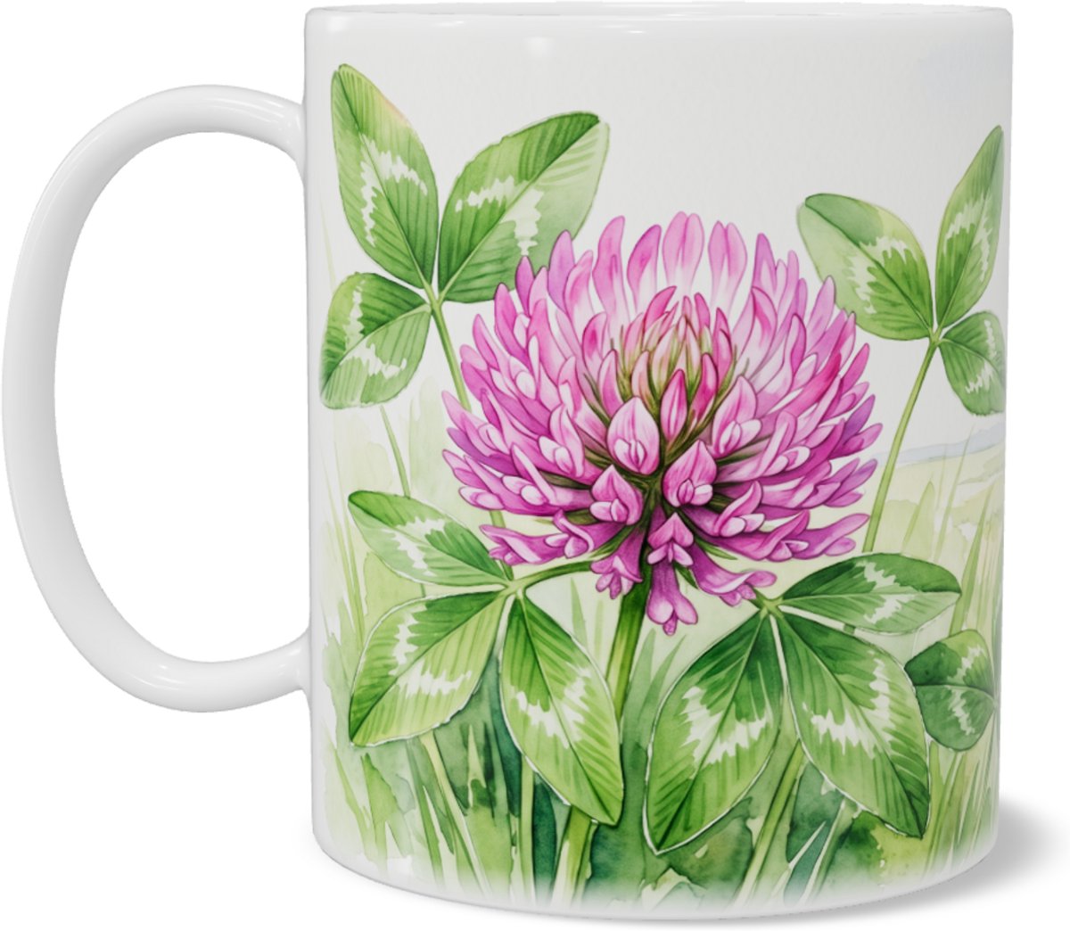 Mok met rode klaver illustratie - Trifolium pratense - Natuur mok