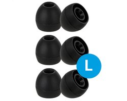 3 Pack Siliconen Large (L) Dopjes Oordopjes Vervanging Tips Flexibele Eartips Geschikt voor Oordopjes / Headsets Inclusief opbergdoosje Zwart