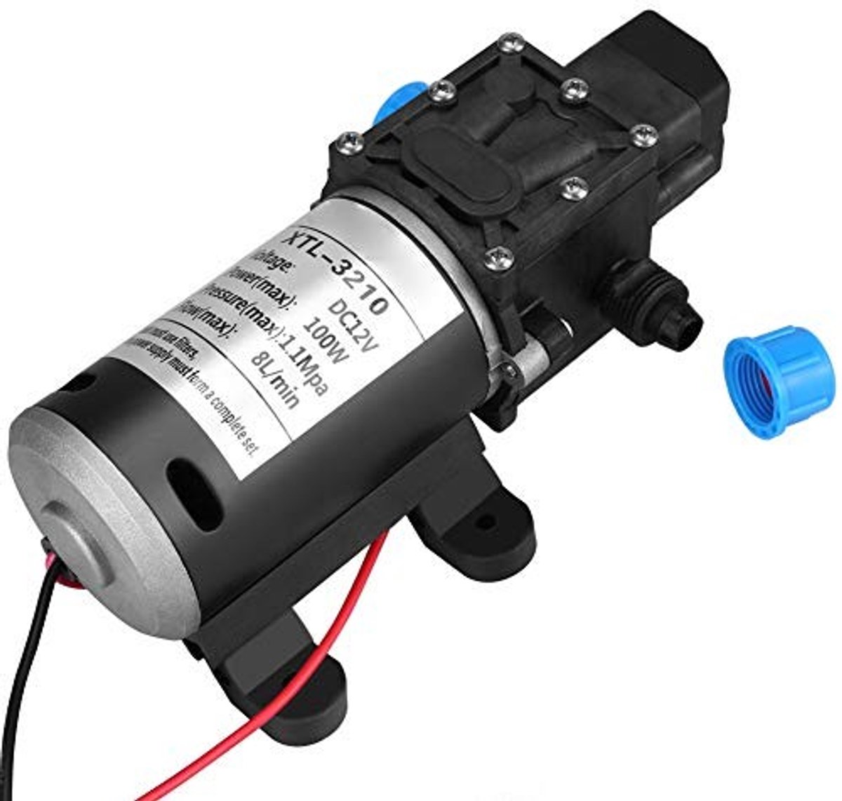 Dailygoods - Dailygoody - 12V Waterpomp - Hogedruk Pomp - Zelfaanzuigende Membraan - Zwart - Caravan Boot - 8L/min 160PSI - Geschikt voor Kampeerauto