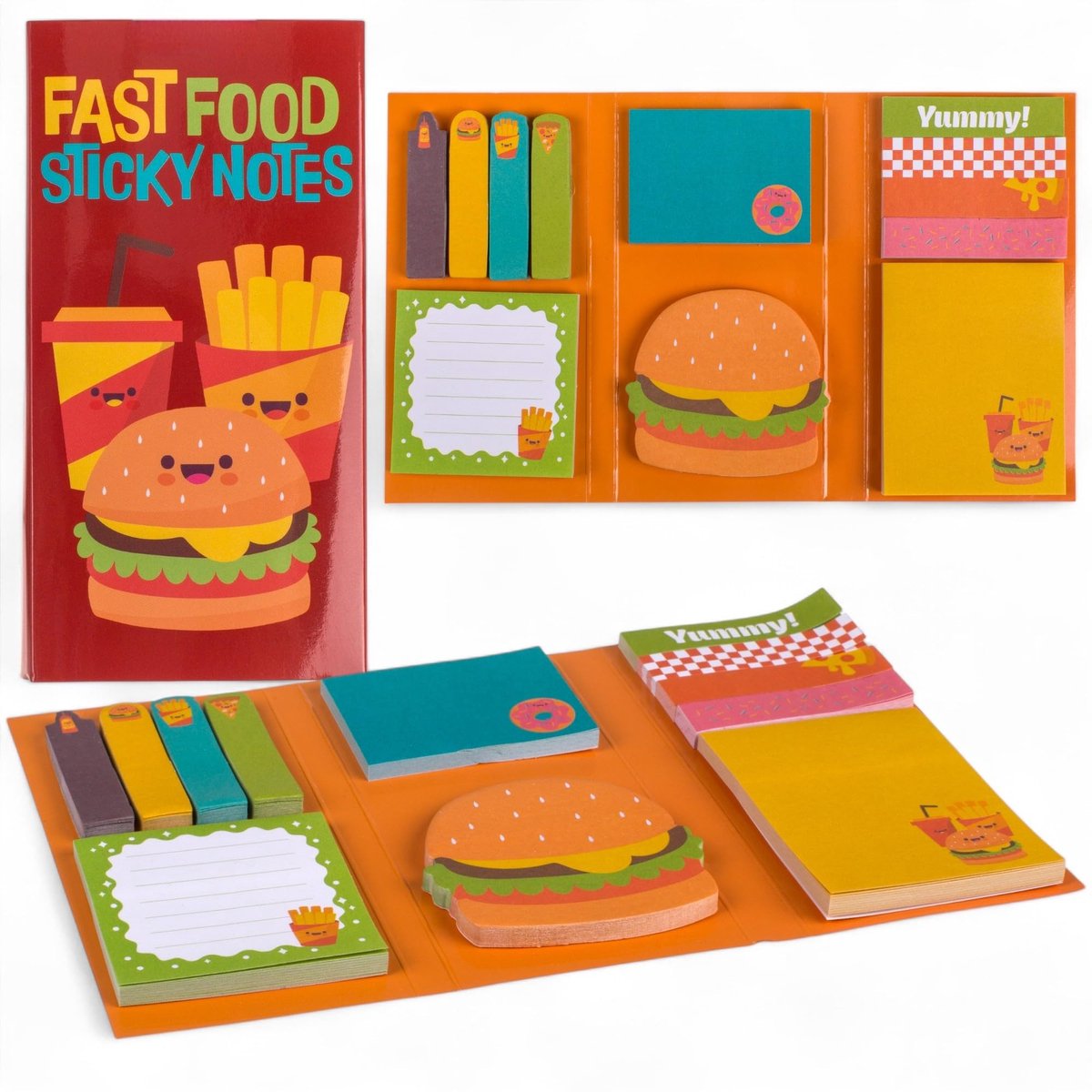 Dailygoods - Set van 6 Zelfklevende Notitieblaadjes in Kleurrijke Fast Food Designs