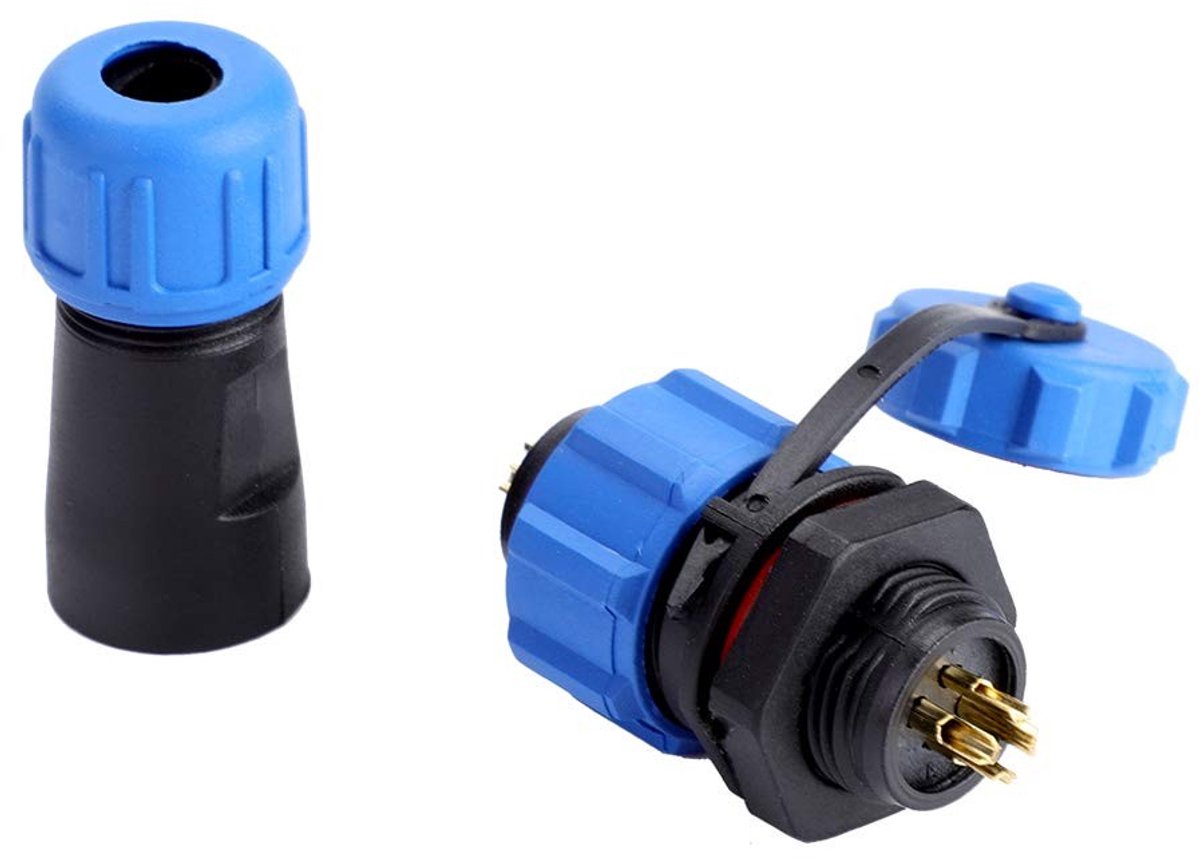 Dailygoods - Dailygoody - Waterproof connector plug - 4Pin aansluiting - Hoge kwaliteit - Blauw - IP67 waterproof - Geschikt voor buitengebruik - Type 14