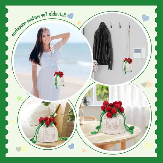 Haakset voor Beginners - Rosie Tas Haakpakket met Stapsgewijze Video Tutorials, Perfect Cadeau voor Kinderen en Volwassenen — afbeelding 3