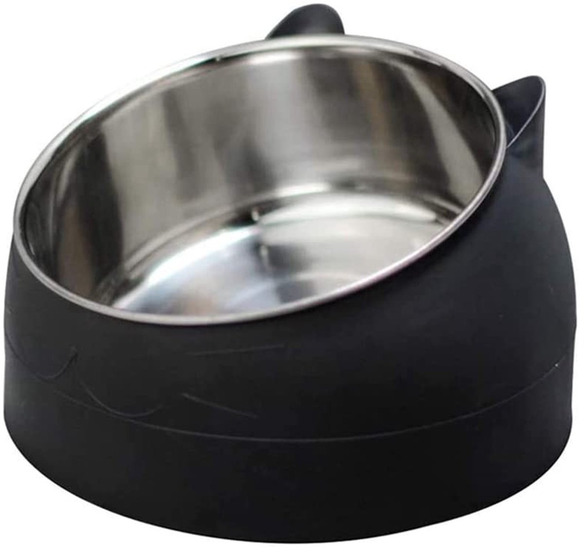 Dailygoods - Dailygoody - 400 ml roestvrijstalen voerbak - multifunctionele voerbak - 15° gekanteld - zwart - dierenvoer en watertoevoer - geschikt voor katten - r