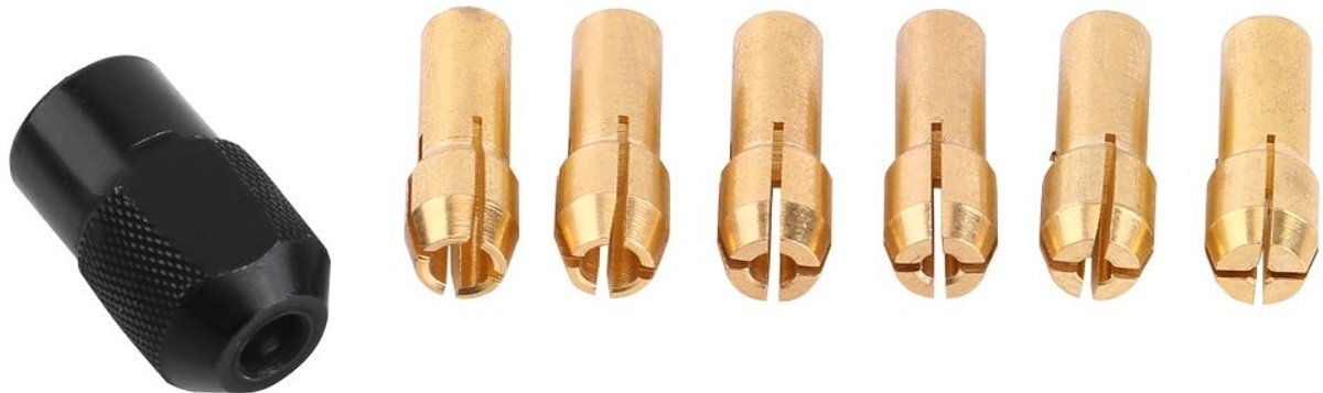 Dailygoods - Dailygoody - Spantangmouwen - Roterende Gereedschappen - Krachtige grip - Zwart - Spantang set - Geschikt voor boormachines en draaibanken - 7 stuks