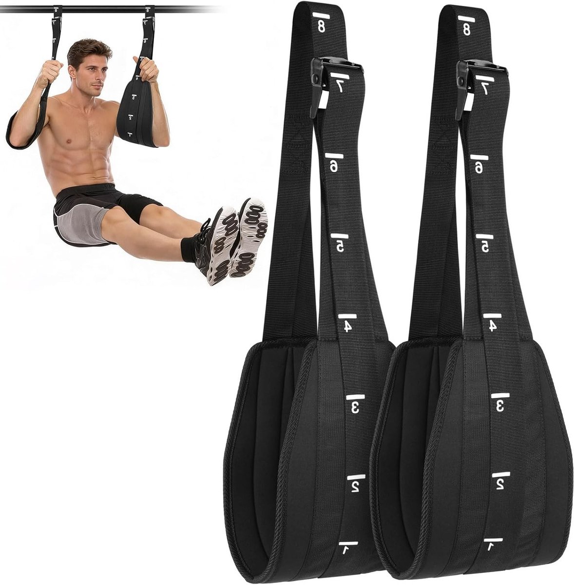 Abdominale Buikriemen met Gevoerde Karabijnhaak voor Pull-Up Bar, Ideaal voor Buiktraining en Krachttraining voor Mannen en Vrouwen