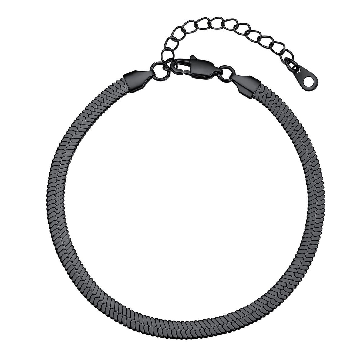 Dailygoods - Dailygoody - Enkelkettinkje - Plat - Modieuze Slangenketting - Zilver/Goud/Zwart/Roségoud - Enkelband - Hypoallergeen - Geschikt voor Elke Gelegenheid