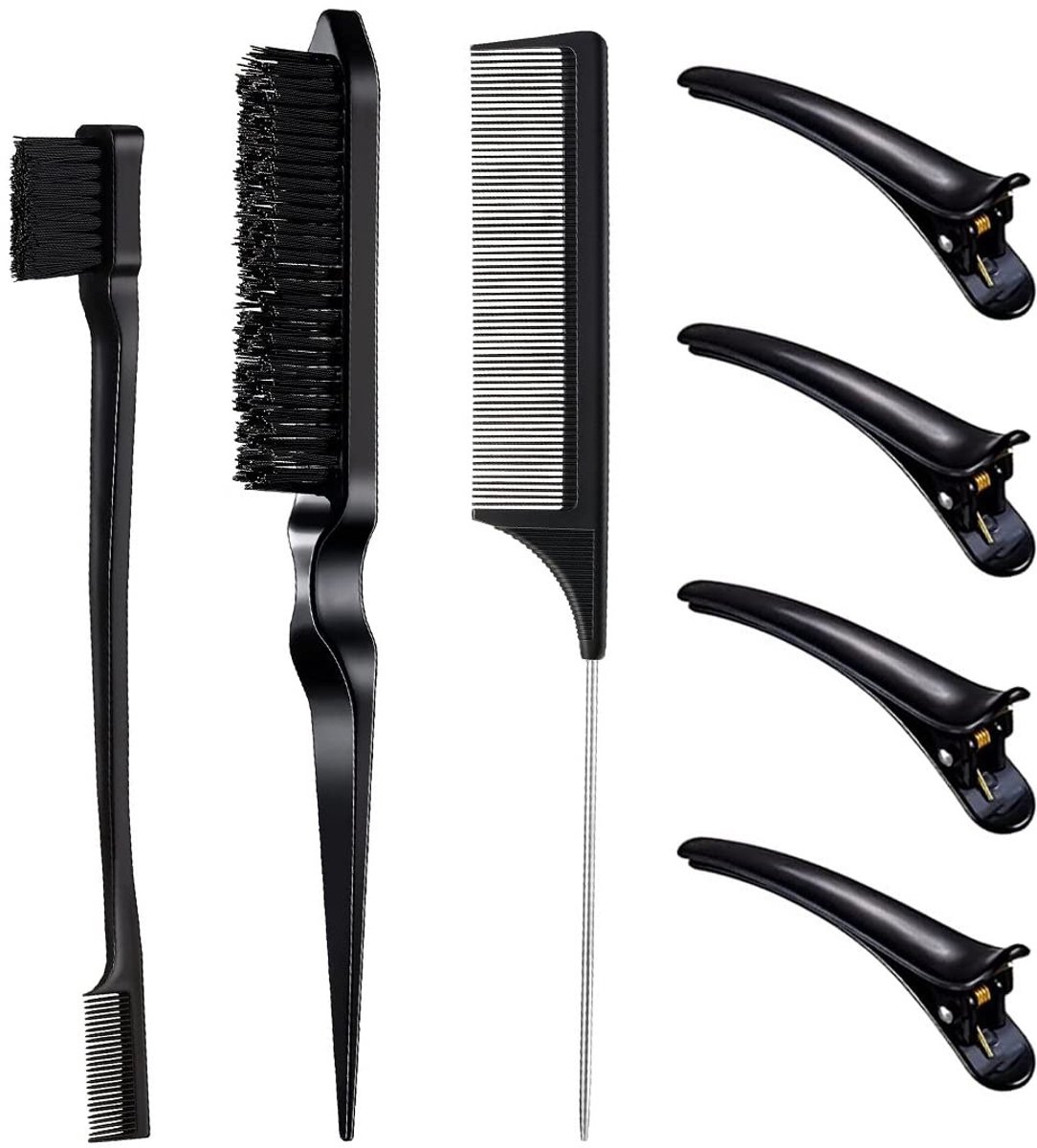 Dailygoods - Dailygoody - Set met 7 Kammen en Borstels - Dubbelzijdige Randborstel - 17 cm - Haarverzorging - Ideaal voor Thuisgebruik - Compleet Set