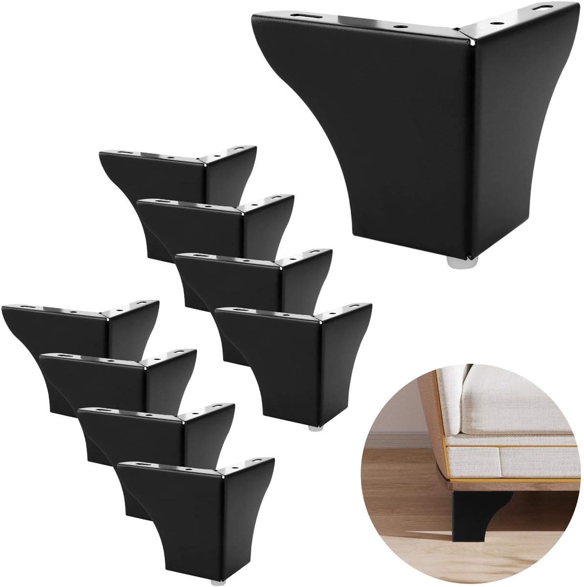 Dailygoody - OmGoods - Dailygoody - Meubelpoten - Zwart Metalen Poten - Stevig en Duurzaam - 10 cm - Kastpoten - Voor Stoelen en Tafels