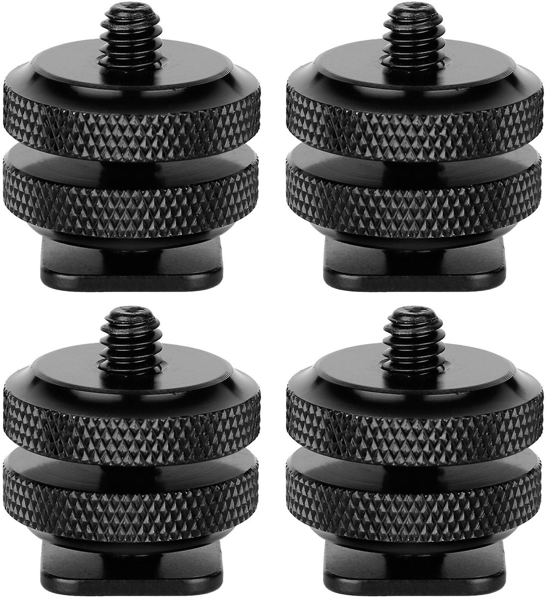Dailygoody - Camera Hot Shoe Mount - Statief Adapter - 4 Pack - Zwart - Monitor Beugel - Hot Shoe Beugel