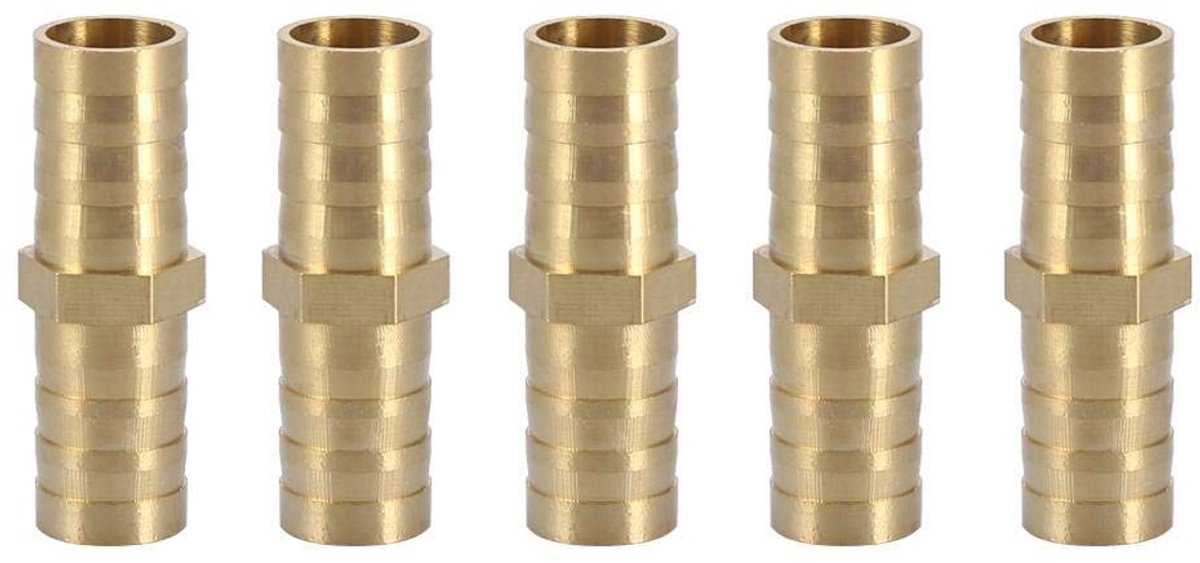 Dailygoods - Dailygoody - Messing Adapter - 5 Stuks - Tuin- en Gasleidingen - 10 mm - Dritto Spinato - Geschikt voor diverse toepassingen - Gemaakt van duurzaam ma.