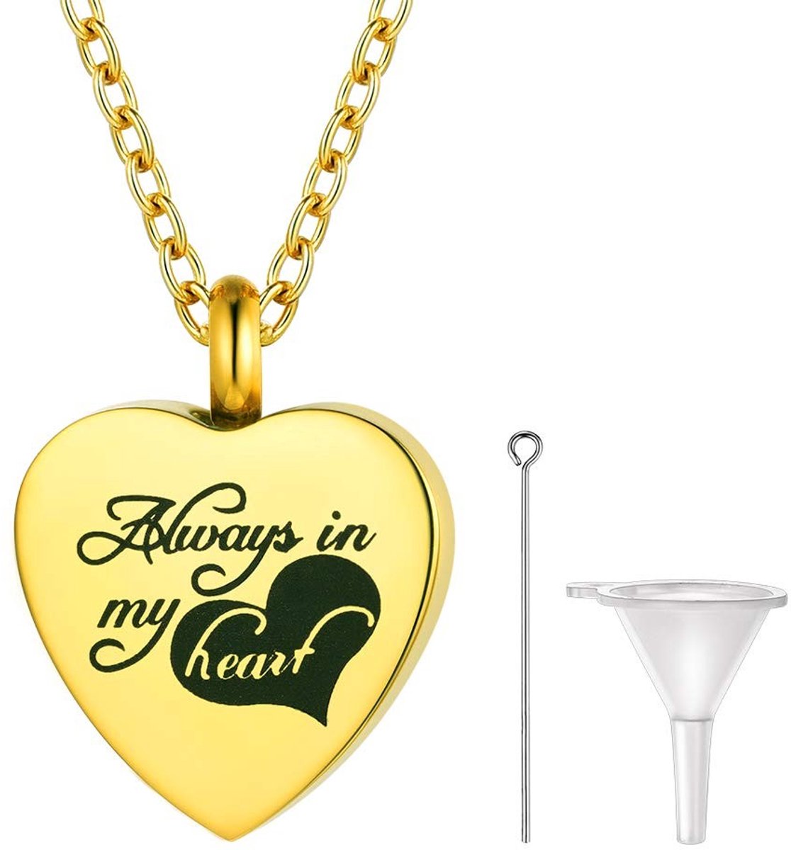 Dailygoods - Dailygoody - Cremation Urn Necklace - Gegraveerde Herinneringsjuwelen - 18K Goud Geplateerd - Elegante Ketting - As Sieraad - Persoonlijk Geschenk - M