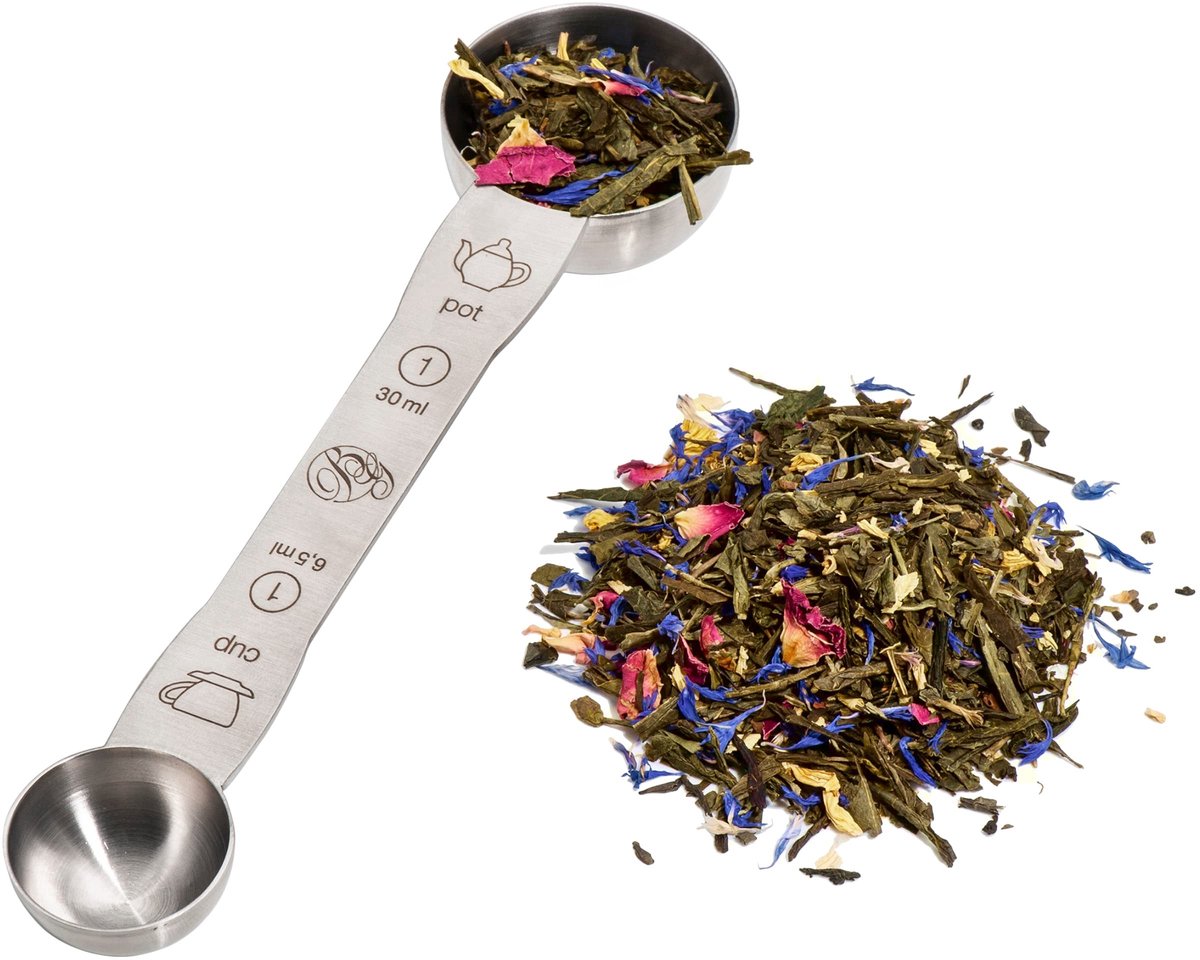 Dailygoods - Dailygoody - Duo theeportioneerlepel - Roestvrij staal - Vaatwasmachinebestendig - Zilver - Theelepel - Ideaal voor thee en koffiepoeder - Geschikt vo