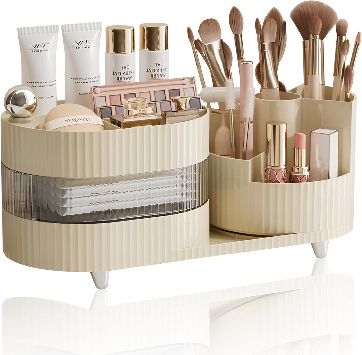 360° Rotatable Makeup Organizer met 3 Lagen - Multifunctionele Cosmeticaopslag voor Slaapkamer, Badkamer en Make-up Tafel met Grote Capaciteit