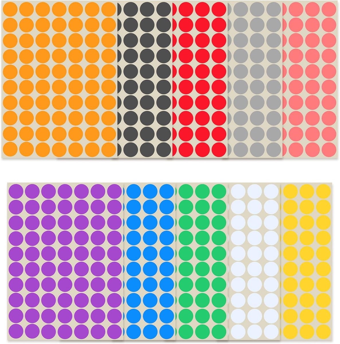 Ronde Labels in 19 mm - 2100 Stuks in 10 Heldere Kleuren, Perfect voor Kantoor, School en Creatieve Projecten