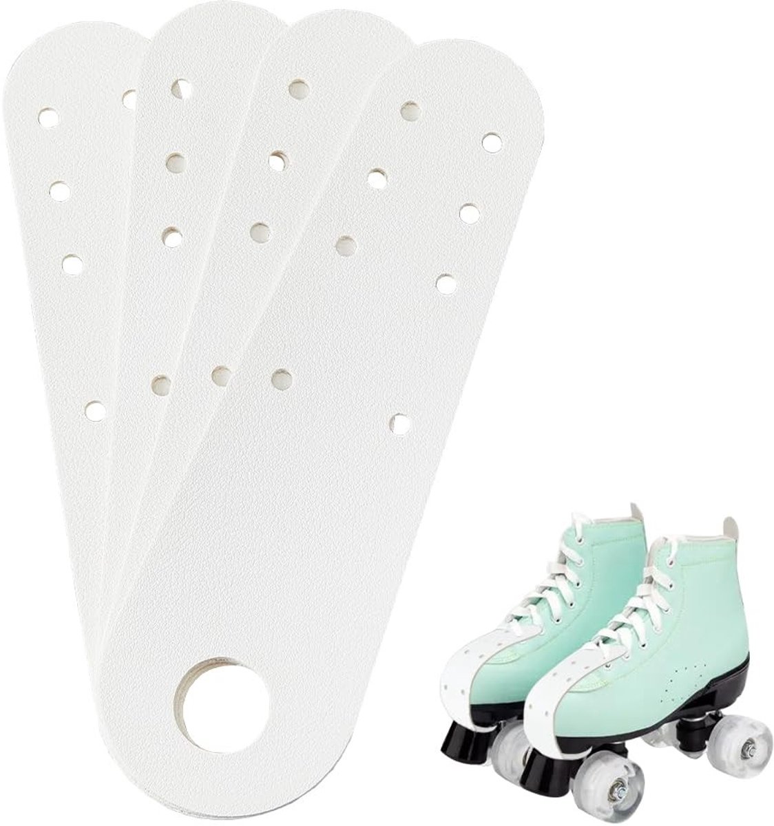Dailygoods - Dailygoody - Lederen Toe-Guards - Bescherming voor Rolschaatsen - Wit - Quad Rolschaatsen - PU Lederen Cover - 4 Stuks