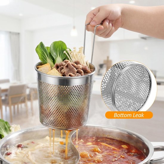 Dailygoods - Dailygoody - Roestvrijstalen opvouwbare pastamachine - Pastamand voor kookpan - 25 cm - Mesh-zeef voor pasta - Geschikt voor frituren en groenten - Zi — afbeelding 4