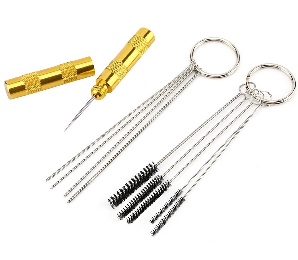 Dailygoods - Dailygoody - Airbrush Reinigingsgereedschap - Professionele Airbrush-reinigingsset - Roestvrij staal - Naald en borstelset - Voor kunstenaars - 15 x 1