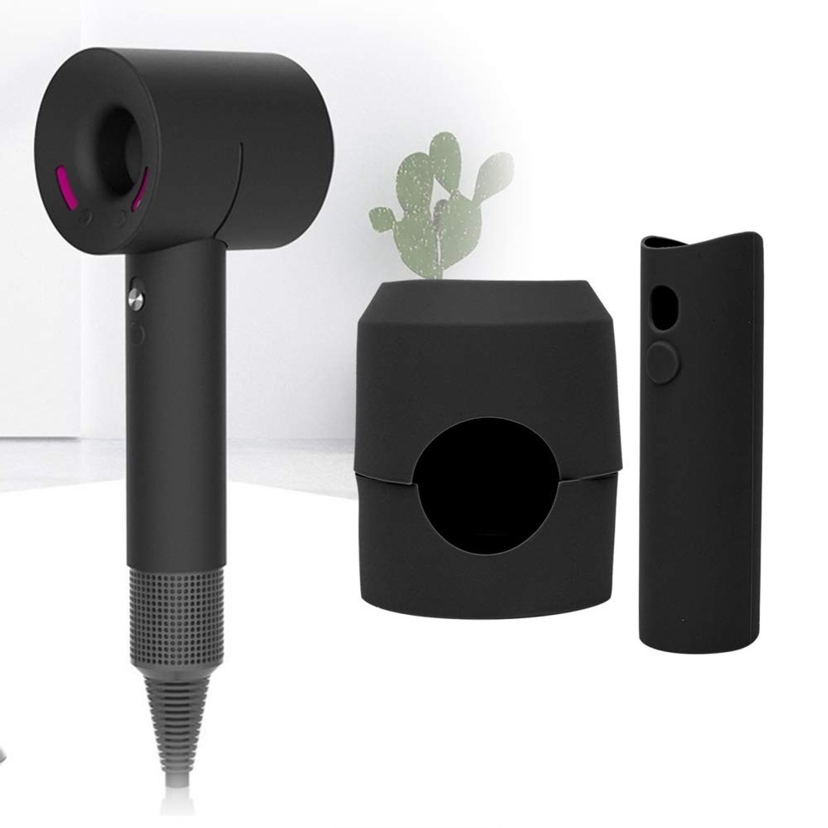 Dailygoods - Dailygoody - Siliconen Föhn Beschermhoes - Anti-kras Bescherming - Zwart - Schokbestendig - Reizen - Föhn Accessoire - Geschikt voor Föhns