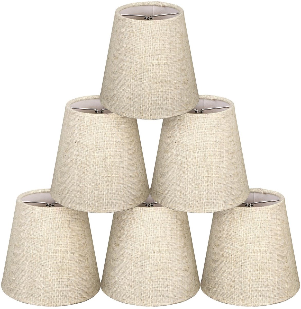 Dailygoods - Dailygoody - Set van 6 lampenkappen - E14 - Stijlvolle verlichting - Linnen - Geschikt voor tafellamp en wandlamp - Ideaal voor kroonluchters