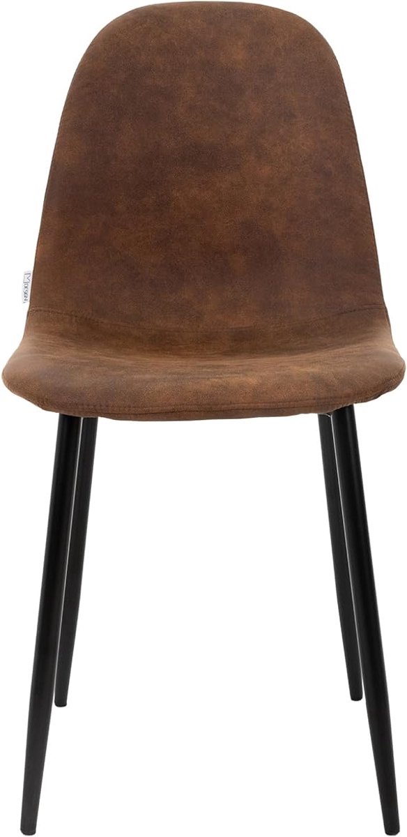 NordicVintage Luxe Eetkamerstoelen Set van 4 – Scandinavische Gestoffeerde Keukenstoelen met Rugleuning, Bruin PU Kunstleer, Metalen Poten, Ergonomisch Design 44 x 50 x 87 cm