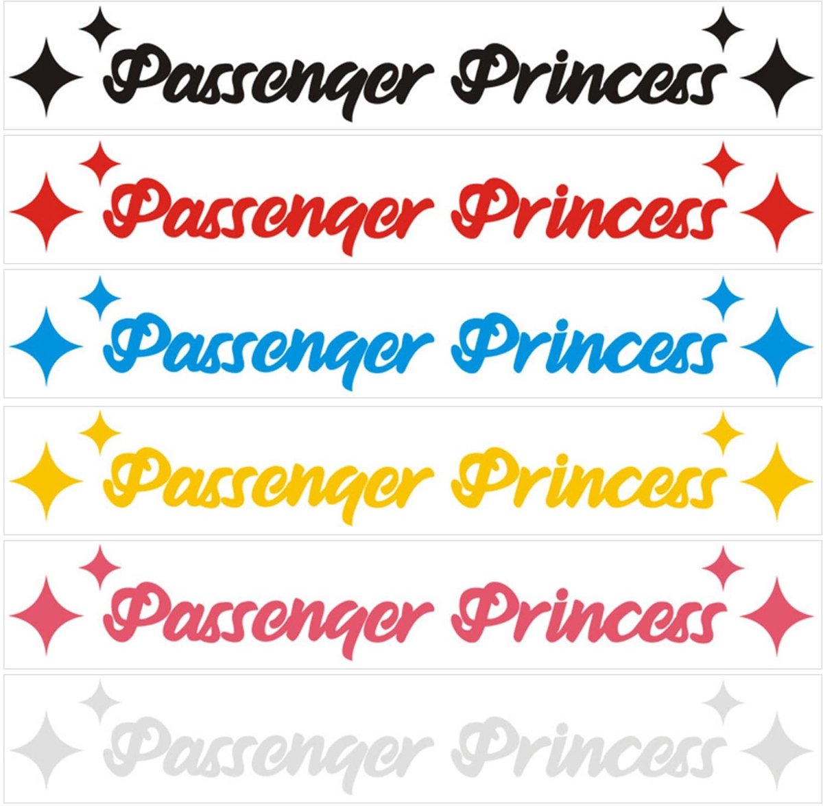 Dailygoody - Passenger Princess Achteruitkijkspiegel Stickers - 6 Persoonlijke Auto Decoraties
