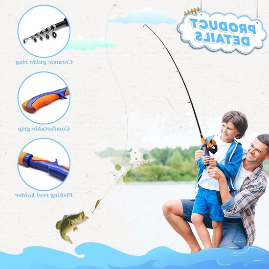 Complete Visset voor Kinderen met Hengel, Molens en Aas - Ideaal voor Reis en Avontuur — afbeelding 3