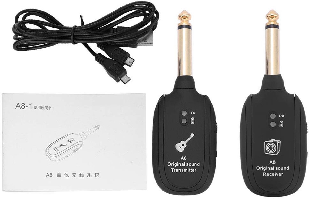 Dailygoods - Dailygoody - Draadloze Gitaar Zender Ontvanger - Draadloos Systeem - USB Oplaadbaar - Geschikt voor Elektrische Gitaar - Compact en Lichtgewicht