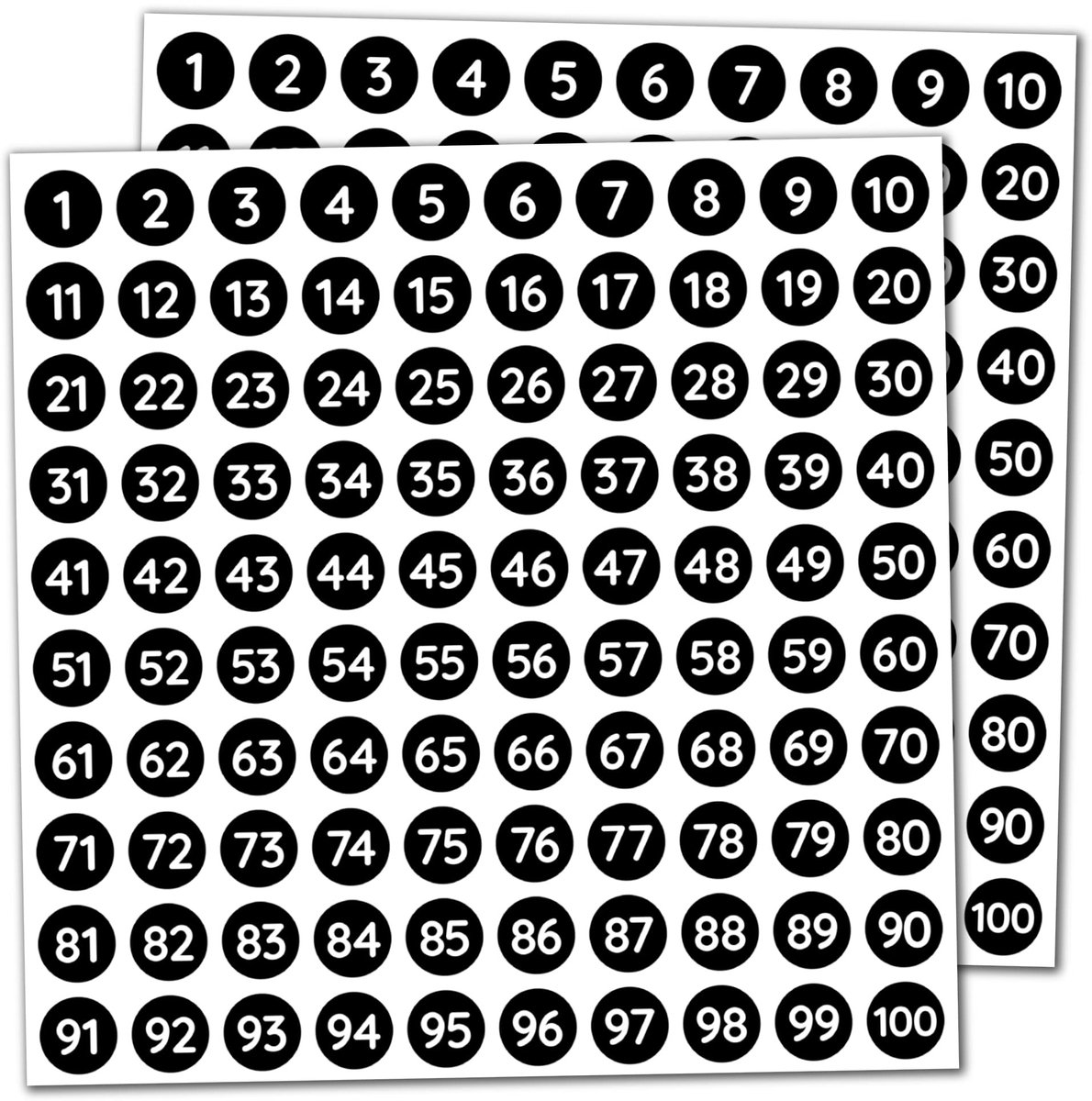 Dailygoods - Dailygoody - Nummer Stickers - Genummerde Labels - Zelfklevend - Zwart - Ronde Nummer Etiquettes - Perfect voor Organisatie - 25 Sets
