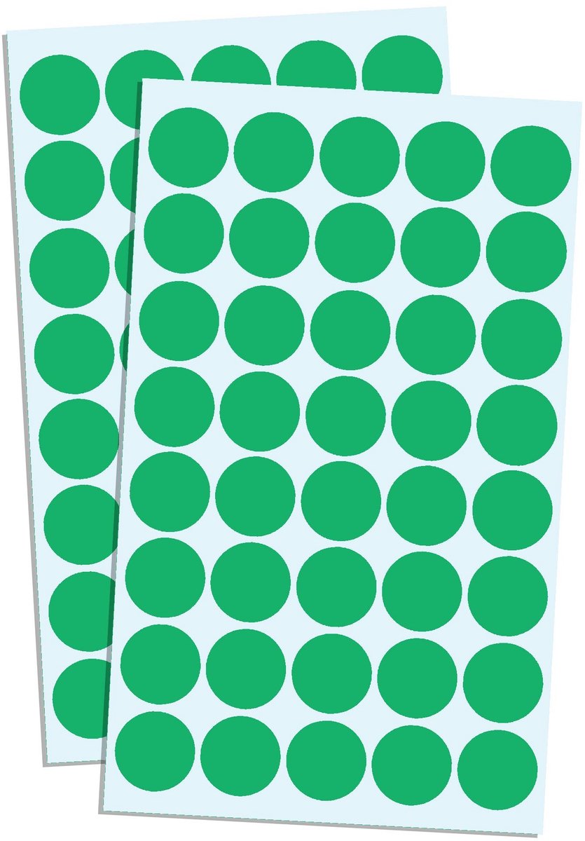 Dailygoods - Zelfklevende Etiketten - 2000 Ronde Stickers - Groen - Gekleurde Stippenstickers - 20mm - Permanente Lijm - Veelzijdige Toepassingen