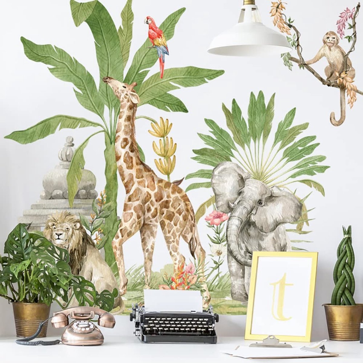 Dailygoods - Cosensi - Dailygoody - Wanddecoratie - Dieren muurstickers - Ideaal voor kinderkamer - Tropische dieren - Makkelijk aan te brengen - Geschikt voor babykamers