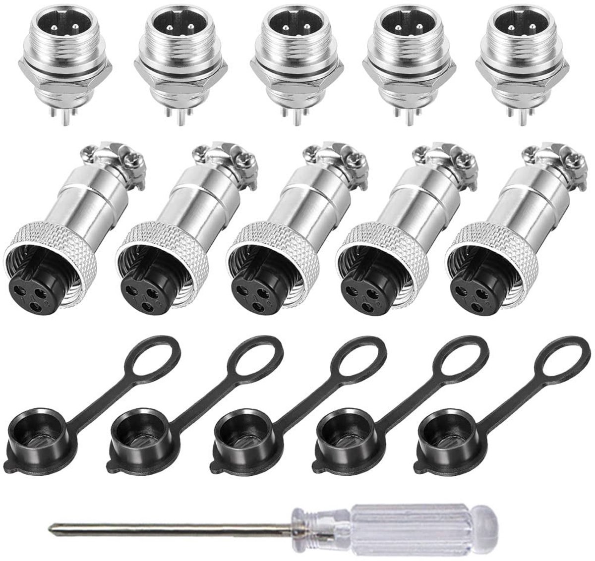 Dailygoods - Dailygoody - 3-polige GX12 Aviation stekkers - Luchtvaartstekkers voor kabelverbinding - Metaal en hard plastic - 12 mm schroefdraad - Geschikt voor 5