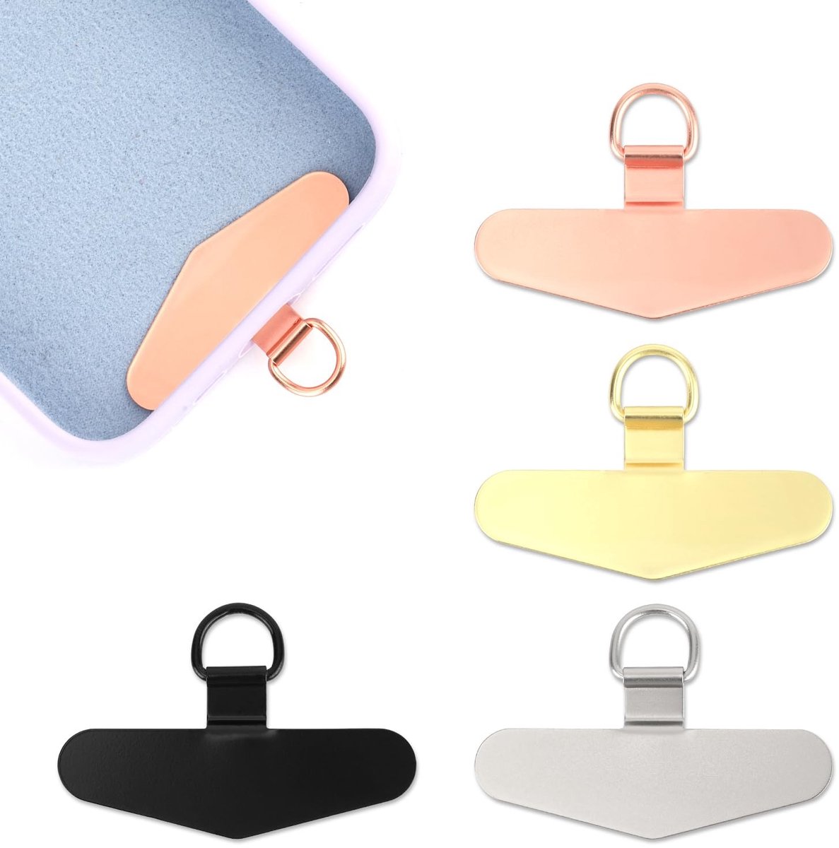 Dailygoods - Telefoon Tether Tab Set van 4 in Diverse Kleuren voor Mobiele Telefoons
