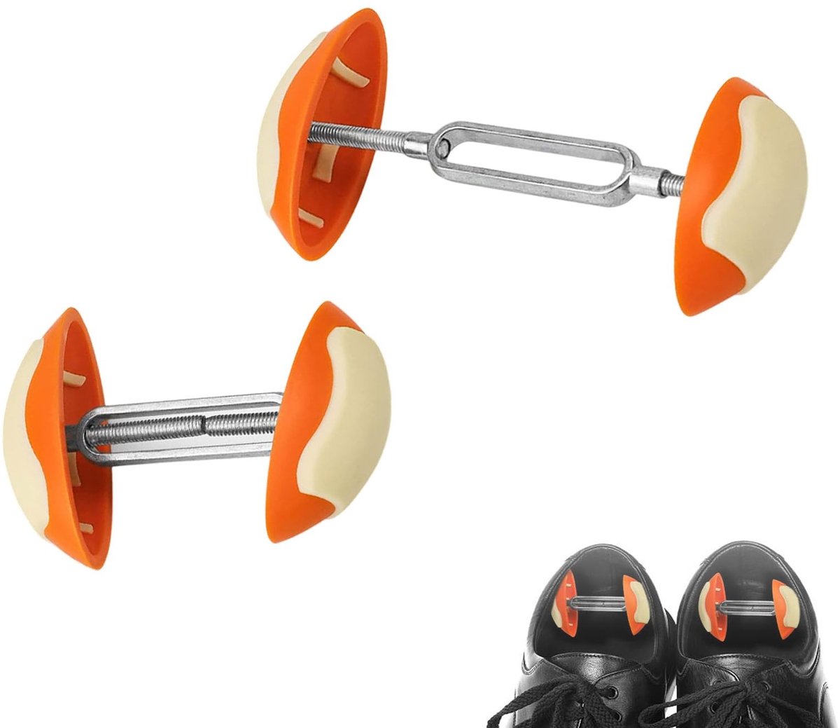 Dailygoods - Cosensi - Dailygoody - Shoe Tensioners - Schoenverbreder - Verstelbaar en antislip - Beige + Oranje - Geschikt voor high heels, sneakers - 7-12 cm