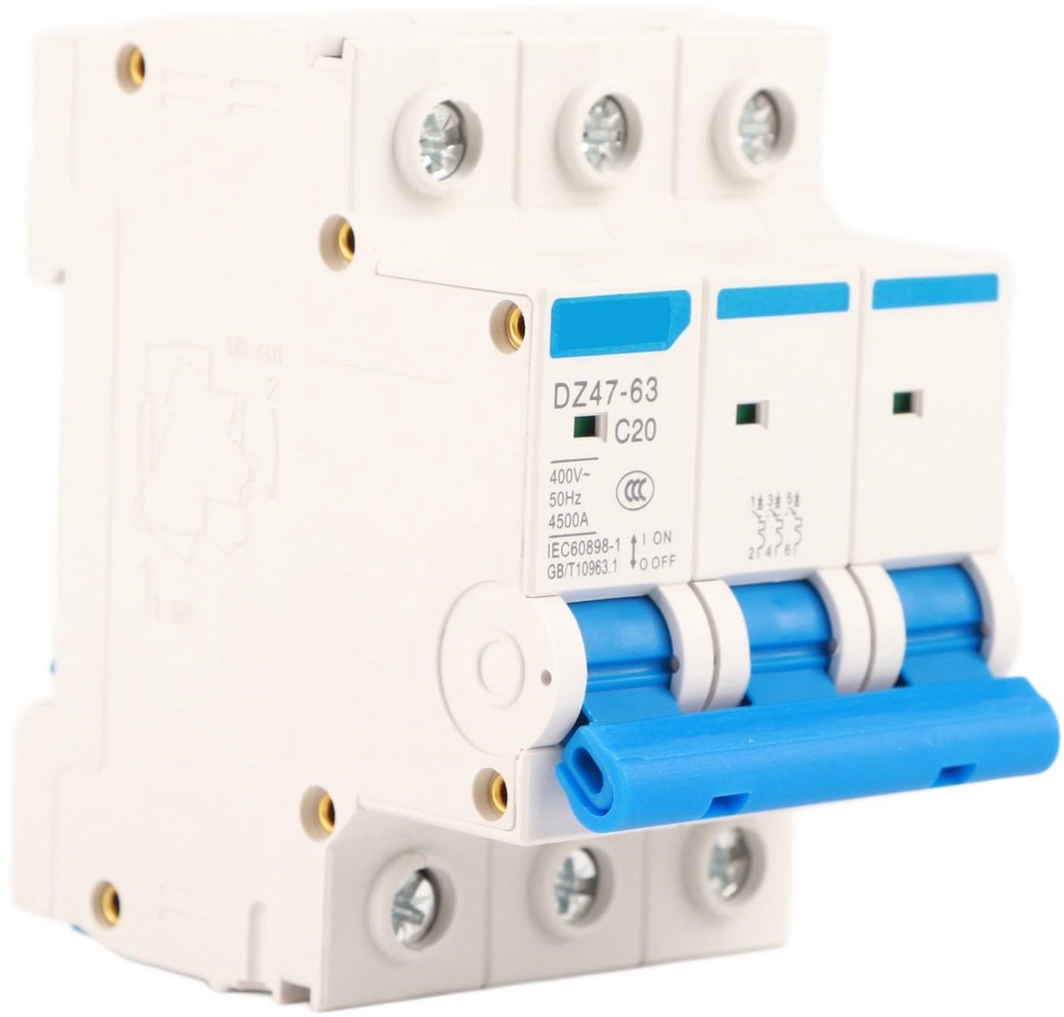 Dailygoods - Dailygoody - Automatische Mini-Schakelaar - Veiligheidsschakelaar - Vuurvast en corrosiebestendig - 3-polig ontwerp - Overbelastingsbeveiliging - Gesc