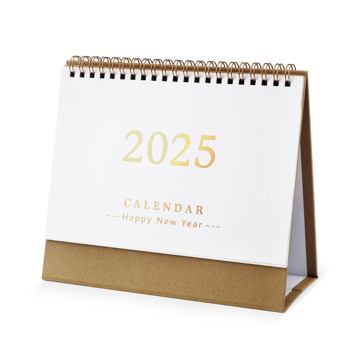 Dailygoods - Dailygoody - Bureaukalender - Academisch Jaar - Staande Flip-Kalender - Goud - 2024-2025 - Geschikt voor School Kantoor Thuis - 19x16cm